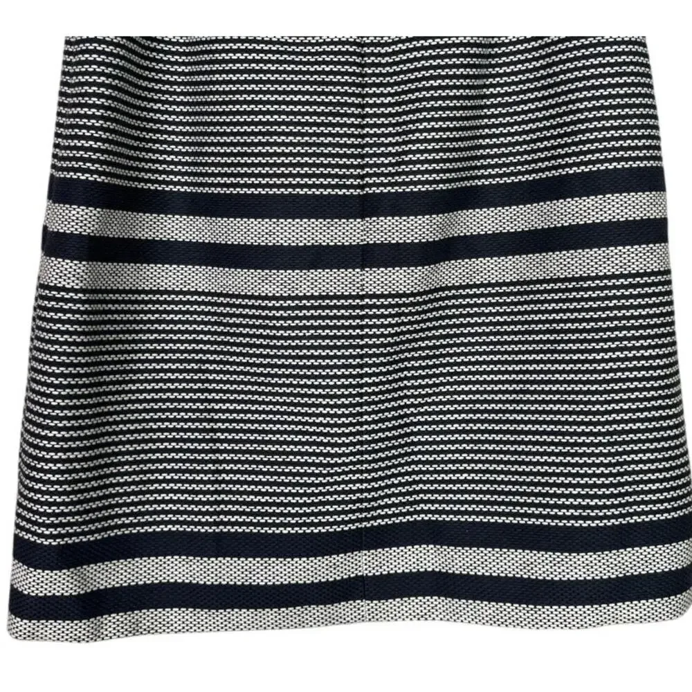 J. Crew Striped Nautical A Lined Knee Length Pencil Tweed Skirt 8 T Blue White